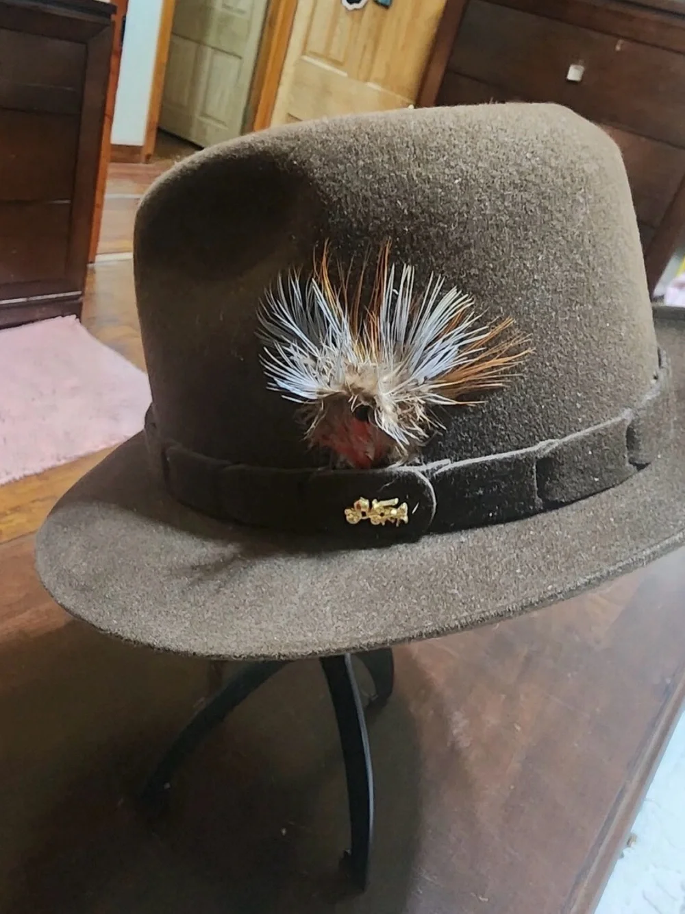 Size 7.5 Dobbs Charleston Golden Coach Fedora Hat Chocolate Brown Fur Felt